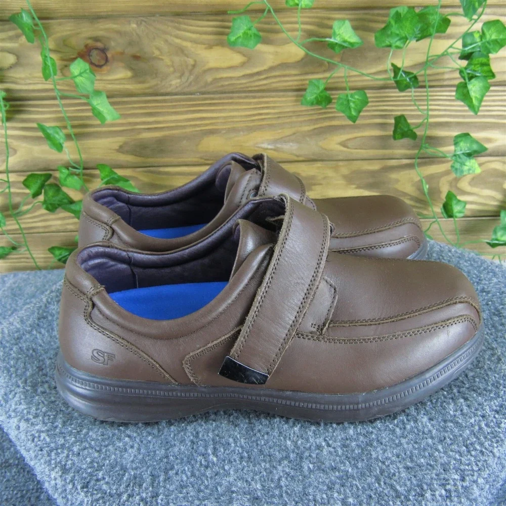 Sure‎ Fit Copenhagen Men's Strap Overlay Dress Shoes Brown Orthopedic 9.5 Wide